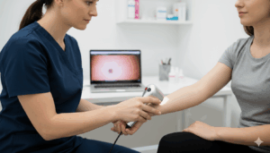 doctor exam patient with molemax lite